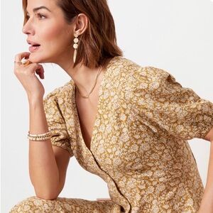 Faherty Floral Yellow Dress